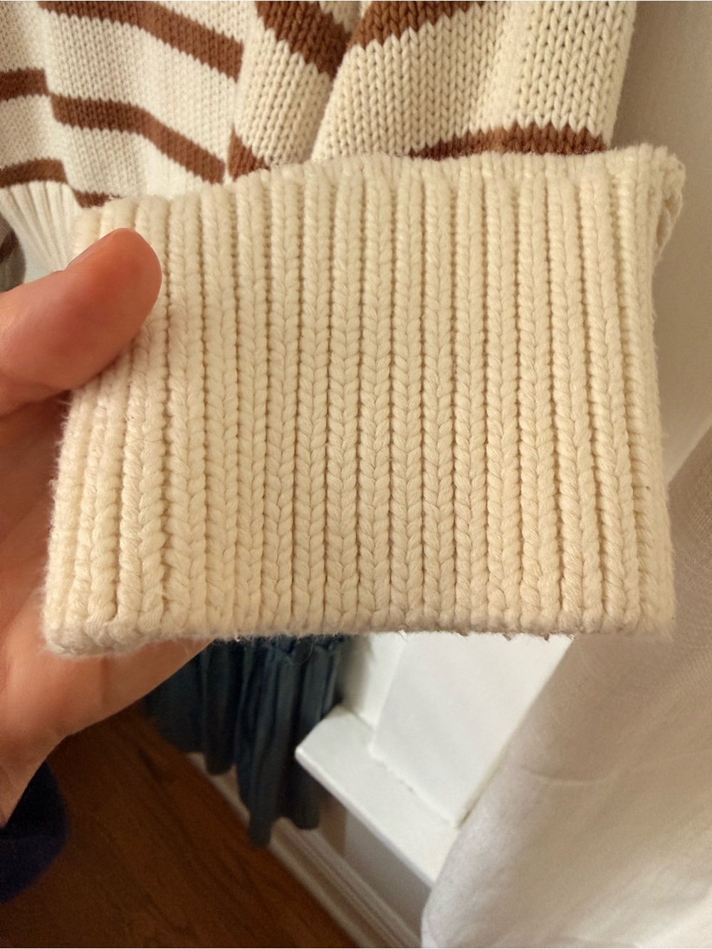 Tuckernuck x Studio McGee Cream & Mocha Striped Crewneck Sweater - Picture 4 of 5